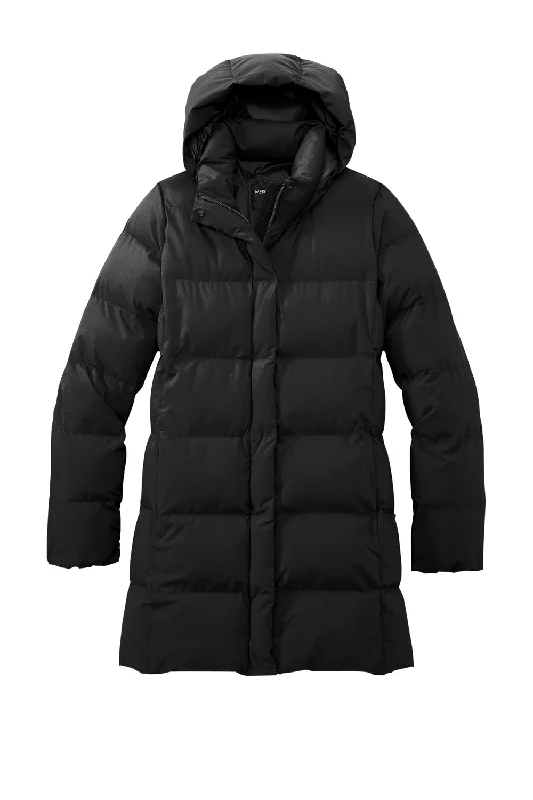 Mercer+Mettle Womens Water Resistant Full Zip Hooded Puffy Parka - Deep Black