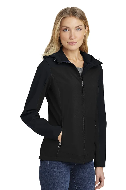 Port Authority Womens Core Wind & Water Resistant Full Zip Hooded Jacket - Black