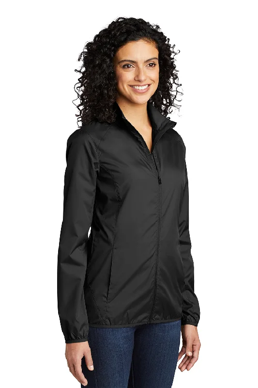 Port Authority Womens Zephyr Wind & Water Resistant Full Zip Jacket - Black