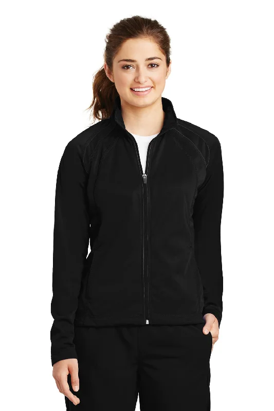 Sport-Tek Womens Full Zip Track Jacket - Black