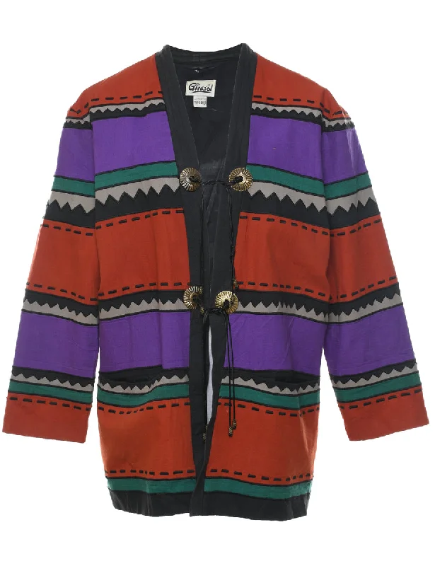 Striped Pattern Multi-Colour Jacket - L