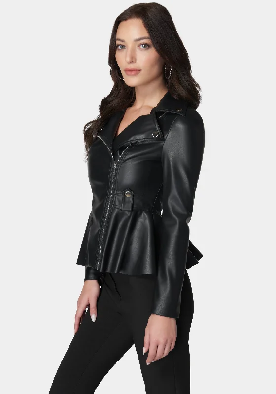 Vegan Leather Moto Peplum Jacket