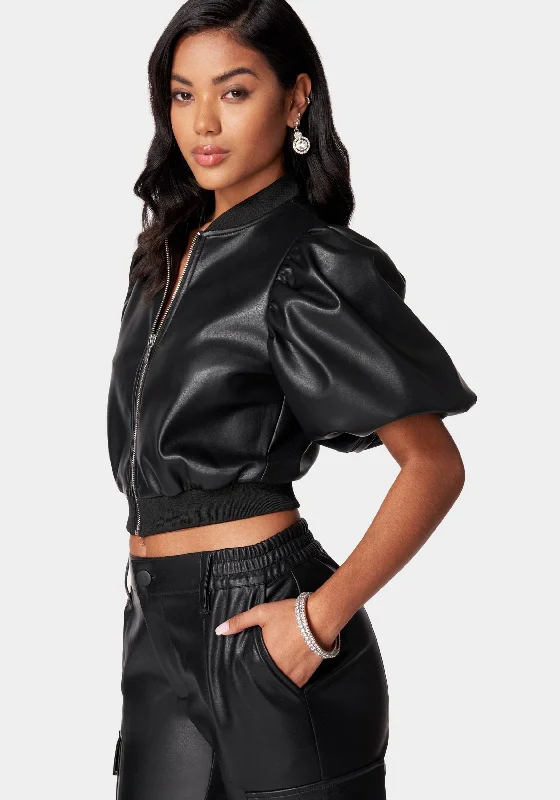 Vegan Leather Zip Front Jacket