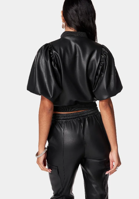 Vegan Leather Zip Front Jacket