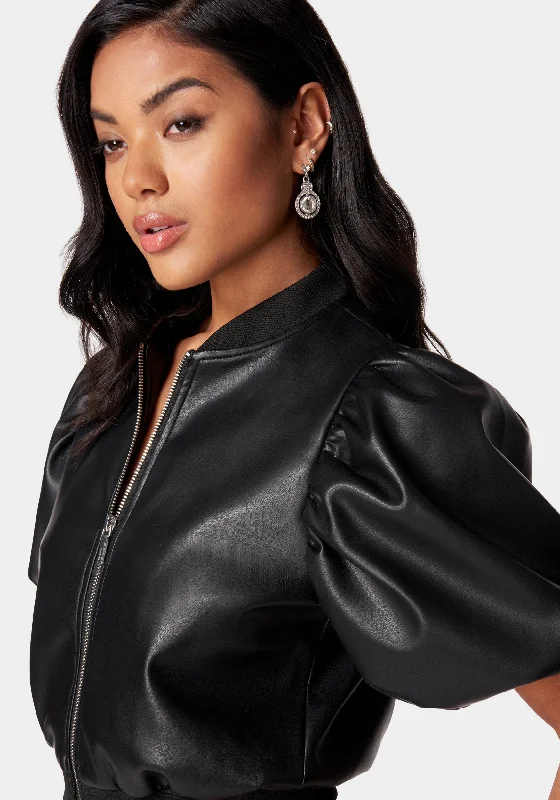 Vegan Leather Zip Front Jacket