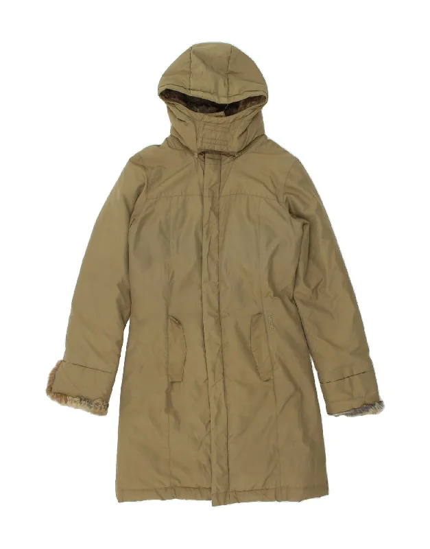 WOOLRICH Womens Hooded Padded Coat UK 6 XS Beige Nylon