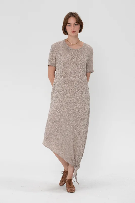 Side Tie Dress, Ash