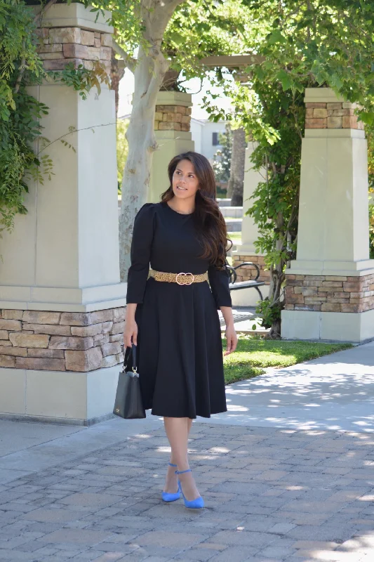 Capri Black Puff Sleeve Dress