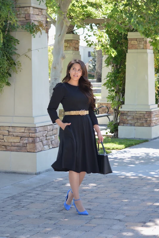 Capri Black Puff Sleeve Dress