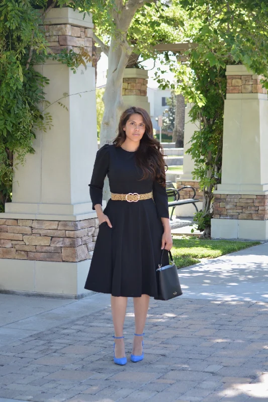 Capri Black Puff Sleeve Dress