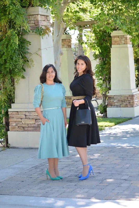 Capri Minty Blue Puff Sleeve Dress