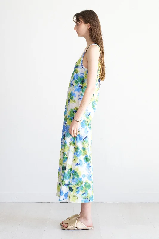 Dakonia Jersey Dress, Lime Blue Marigolds