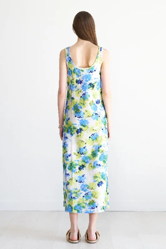 Dakonia Jersey Dress, Lime Blue Marigolds