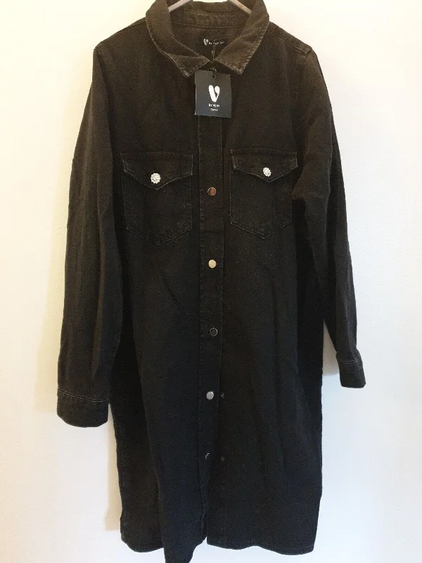 Denim Mini Pocket Shirt Dress Black Uk16****Ref V504