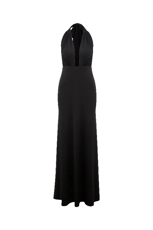 Ines Jersey Long Dress in Noire