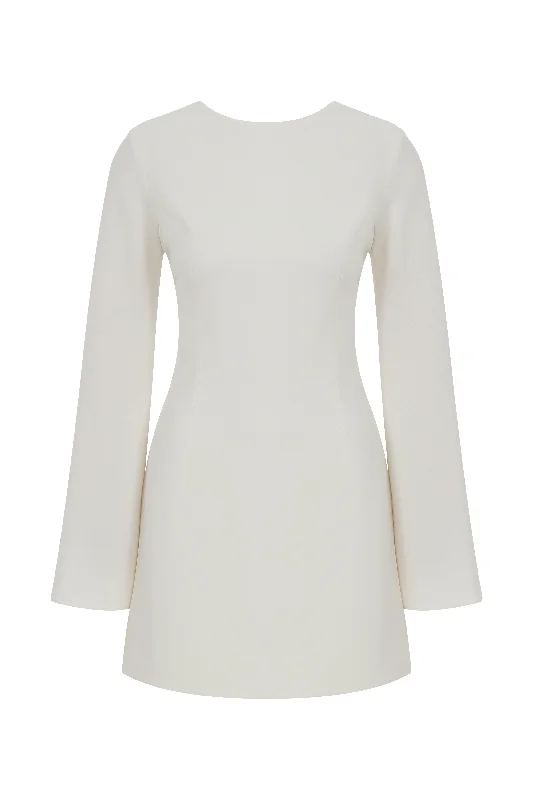 Ira Tie-Back Crepe Mini Dress in Blanche