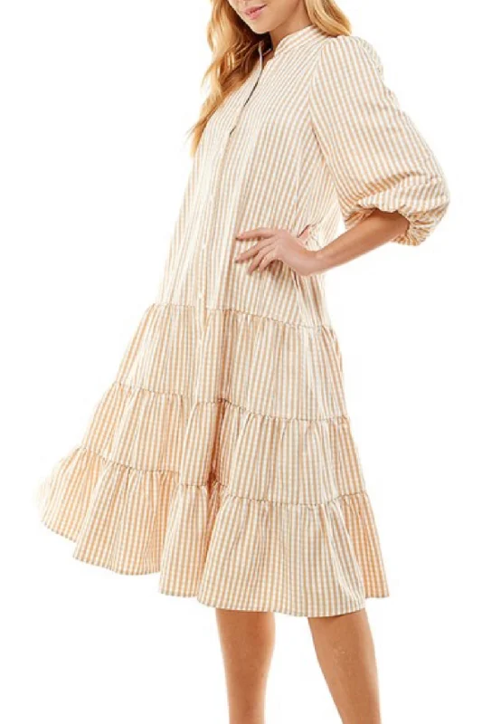 Katrice Tan Gingham  Dress