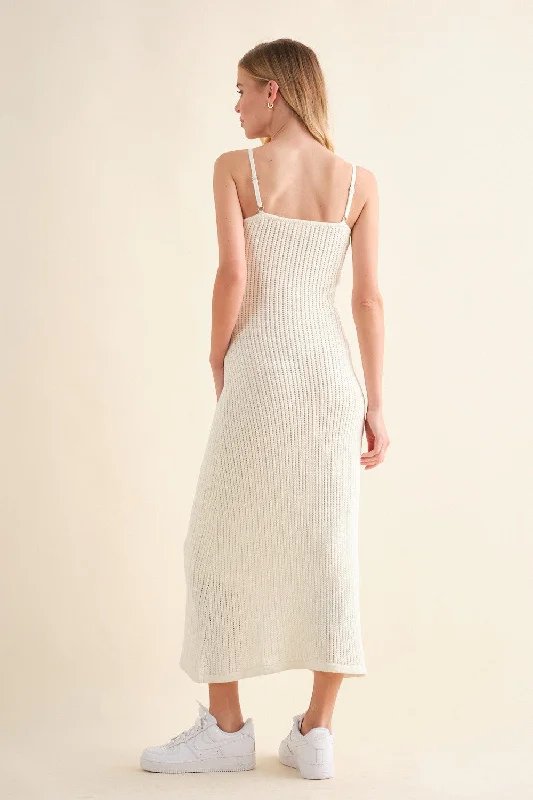 Knot your Girl Sweater Maxi Dress in White