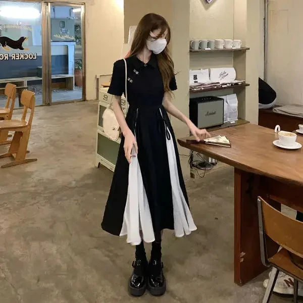 Lunivop Casual Dresses for Women Vintage Long Midi Dress Summer Chinese Style Korean Fashion Short Sleeve Elegant Clothes 2024