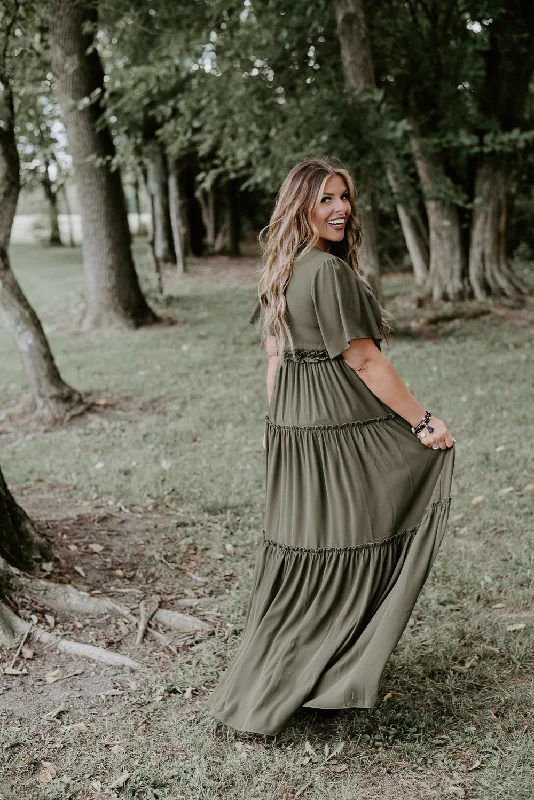 ECB Exclusive: Making Memories Maxi Dress, Olive