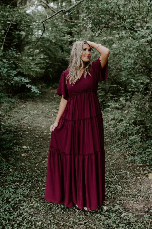 ECB Exclusive: Making Memories Maxi Dress, Wine