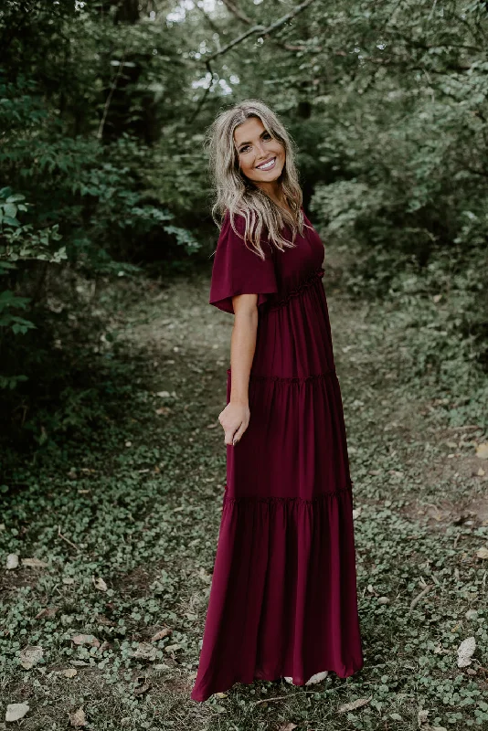 ECB Exclusive: Making Memories Maxi Dress, Wine