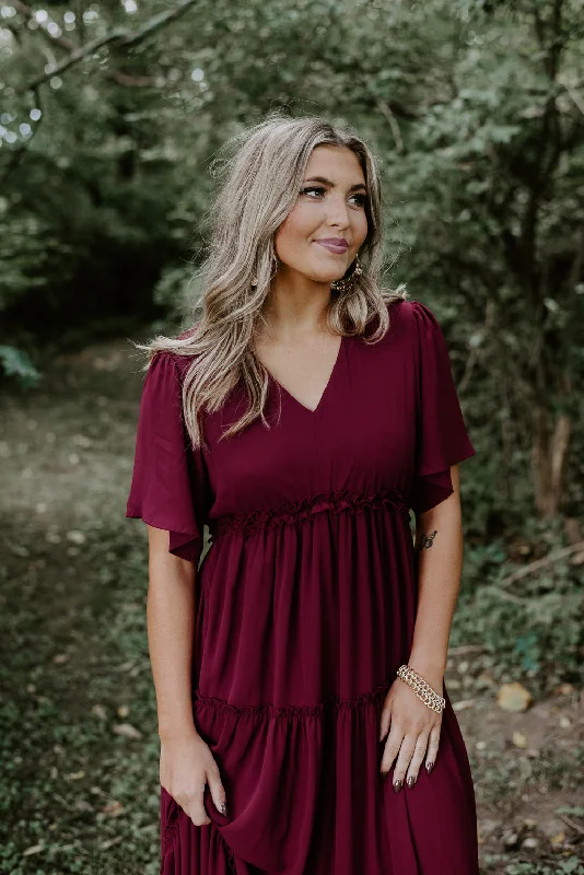 ECB Exclusive: Making Memories Maxi Dress, Wine