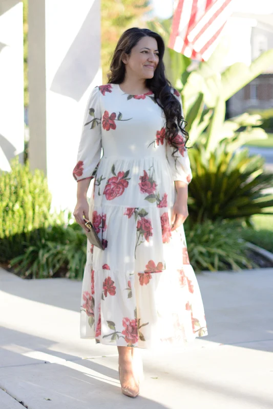 Marbella Ivory Rose Maxi Dress