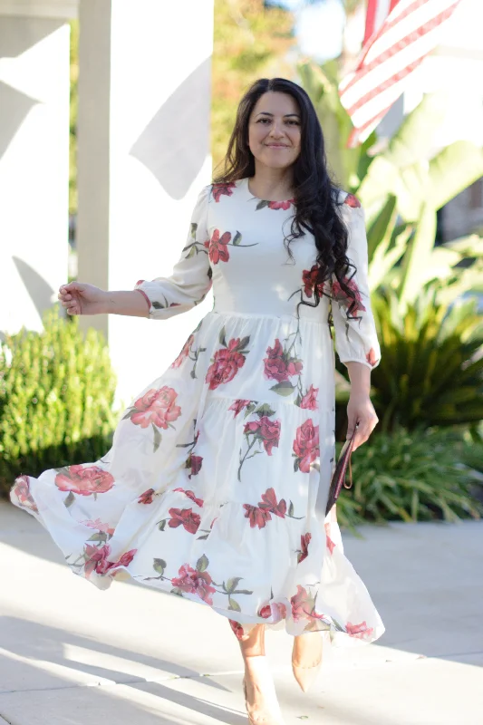 Marbella Ivory Rose Maxi Dress