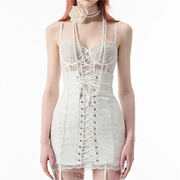 Retro palace lace vest + strap skirt  YV50134