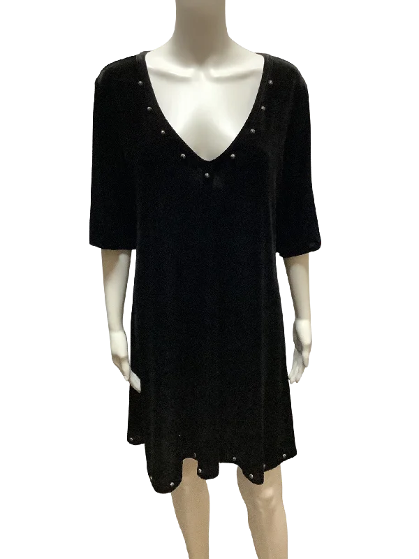 Silverado Black Rivet Velvet Dress Size: XL