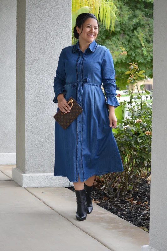 Tina Denim Maxi Dress