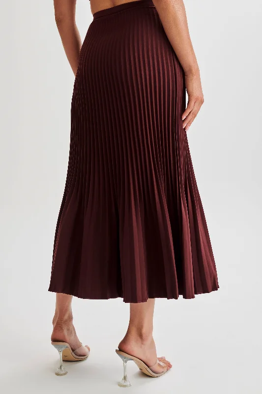 Twyla Pleated Suiting Maxi Skirt - Plum