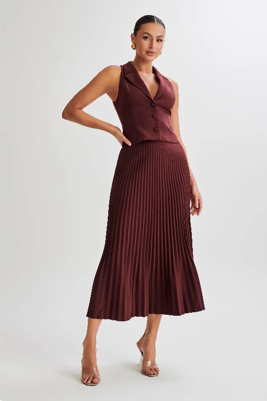 Twyla Pleated Suiting Maxi Skirt - Plum