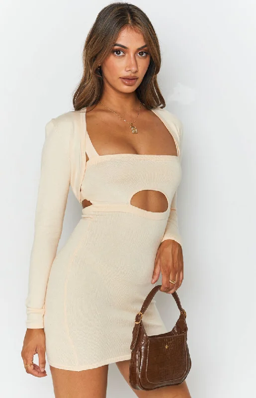 Zuri Knit Dress with Bolero Cream