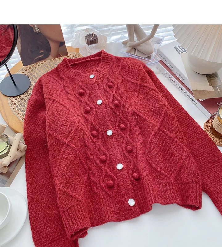 Korean style retro solid color top design sweater  5991