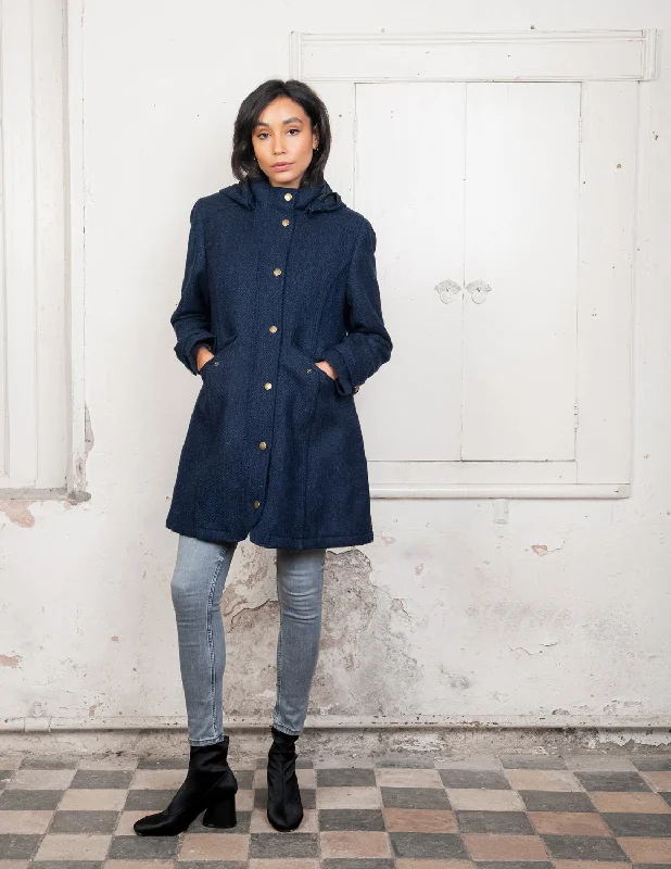 Abbie Tweed Coat - Navy Herringbone