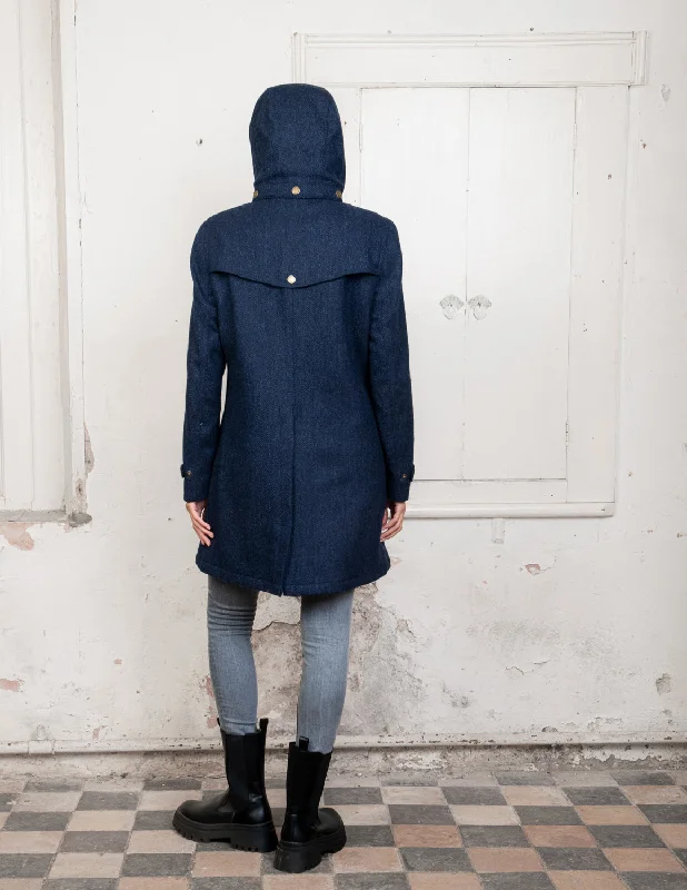 Abbie Tweed Coat - Navy Herringbone