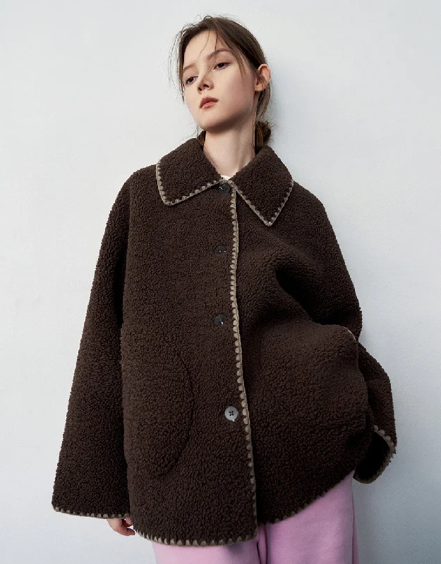 Button Up Straight Furry Jacket