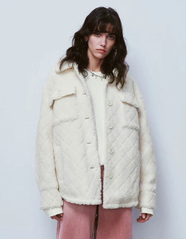 Button Up Straight Furry Jacket