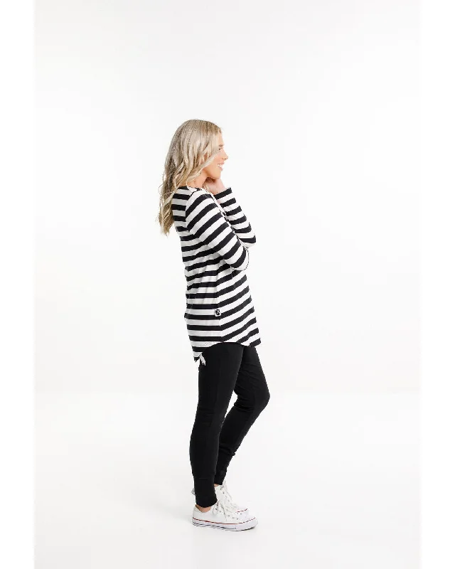 Home Lee Long Sleeve Tee - Black & White Stripe