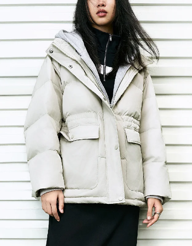 Hooded Straight Down Jacket