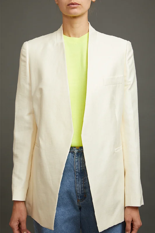 Jakari Standing Collar Suit Jacket In Off White (Sold Out)