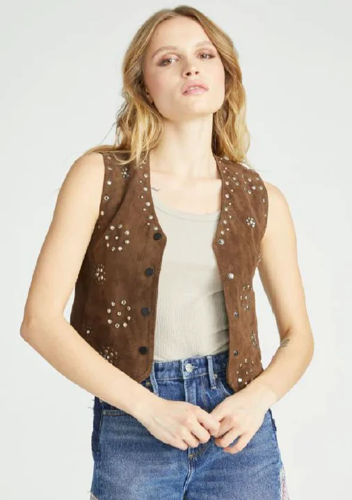 Jordan Chocolate Suede Studded Vest