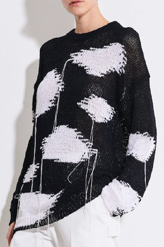 Kaidi Intarsia Knit Sweater in Black