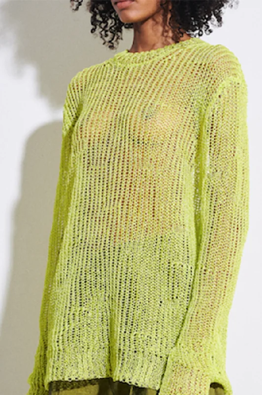 Kuma Open Knit Sweater in Neon Yellow