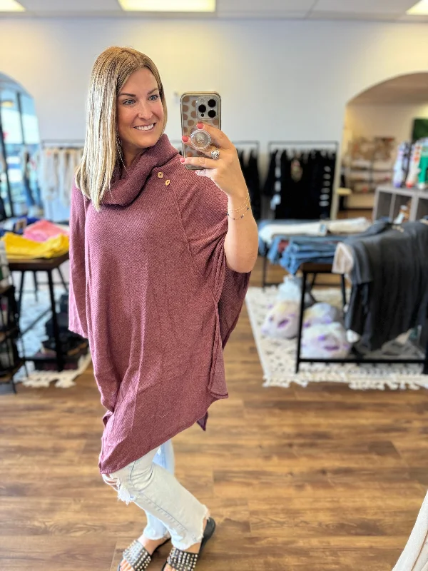 Madi - Asymmetrical Cowl Neck Poncho