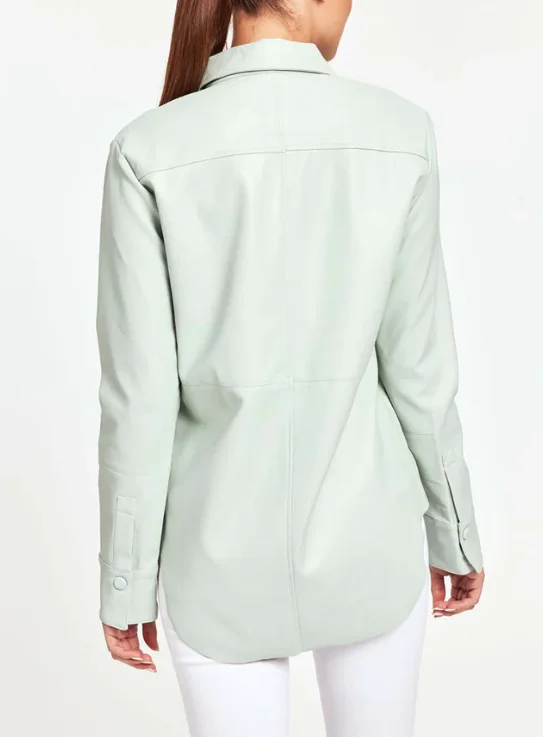 Megan Mint Vegan Leather Shirt Jacket