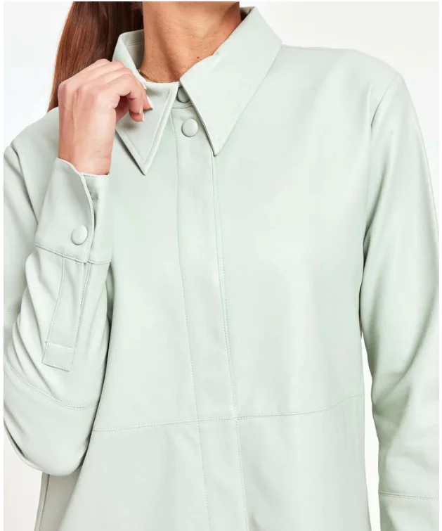 Megan Mint Vegan Leather Shirt Jacket