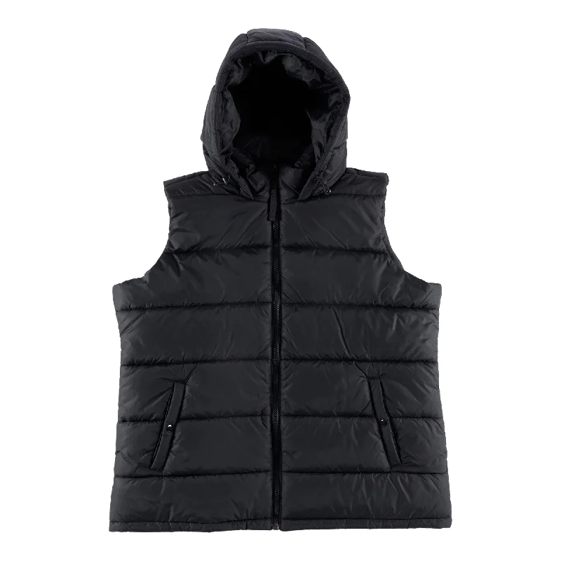 Mountain Ridge Women's Plus Hooded Puffer Vest with Full Zip Closure and Dual Front Pockets